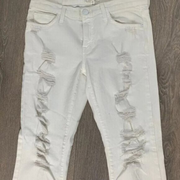 Current Elliott the Fling White Tattered Jeans Straight leg Boyfriend Size 26 - Picture 8 of 13